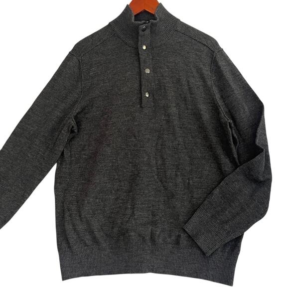 Banana Republic Merino Wool 1/4 Zip Sweater Mens Large Grey Knit Pullover - Picture 4 of 11